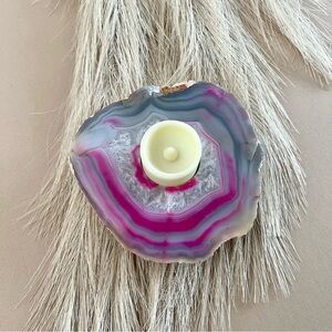 Pink and Gray Agate Slice Candle Holder